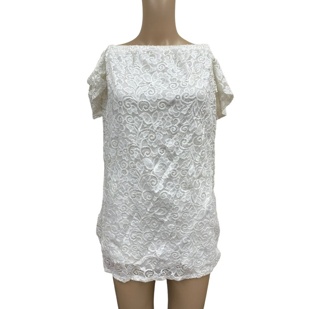 Charlotte Russo Large off shoulder white lace blouse boho